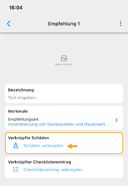 Schäden verknüpfen Empfehlung